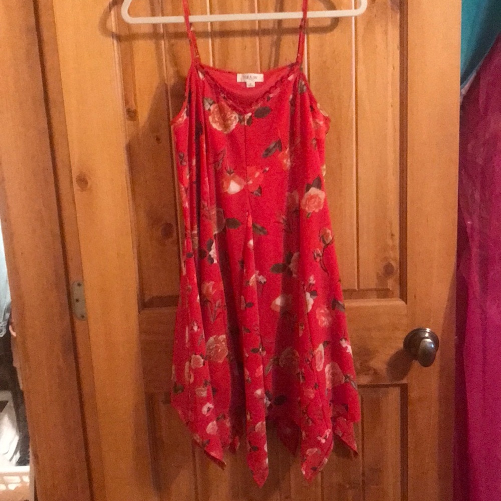 Red floral dress